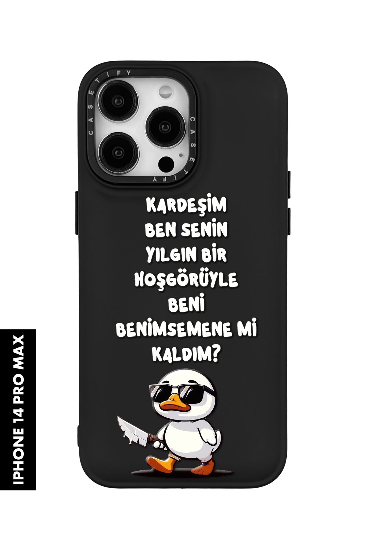 mooodcase iPhone 14 Pro Max Uyumlu Katil Ördek Desenli Silikonlu Pillow Kılıf