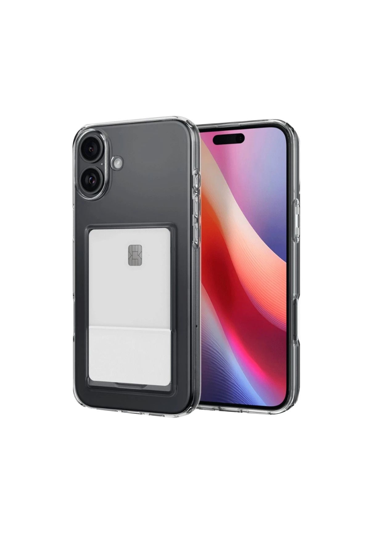 Toptan Bulurum iPhone 16 Kılıf Kart Şeffaf Silikon - Şeffaf