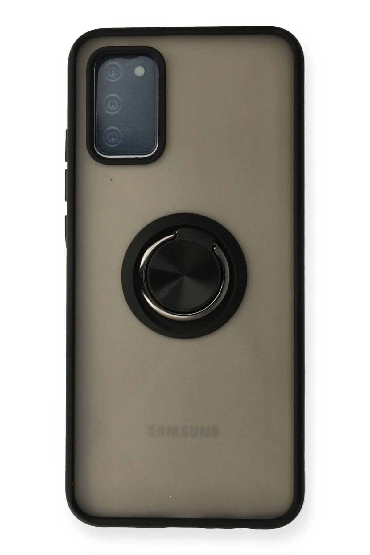 nerede bulurum Samsung Galaxy A02S Kılıf Montreal Yüzüklü Silikon Kapak - Siyah