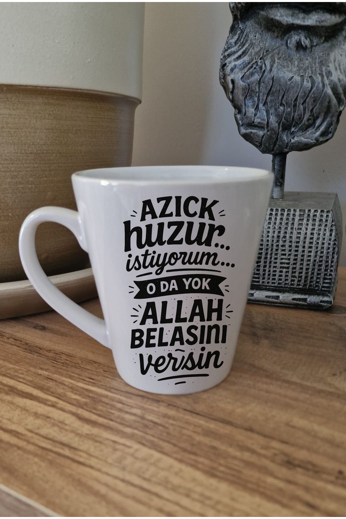DİLAHOME Azıcık Huzur İstiyorum Yazılı Porselen Kupa Bardak – Komik ve Laf Sokmalı Mizahi Hediye