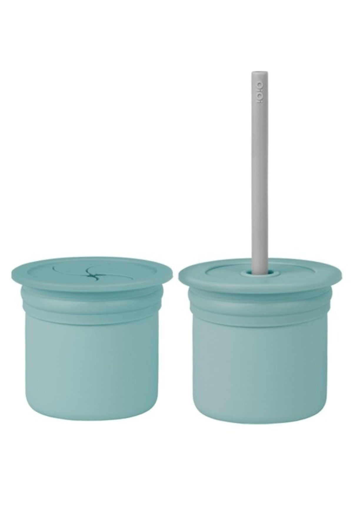 TYYLİ OiOi Ham+Hüp Pipetli Silikon Bardak Seti Aqua Green / Powder Grey