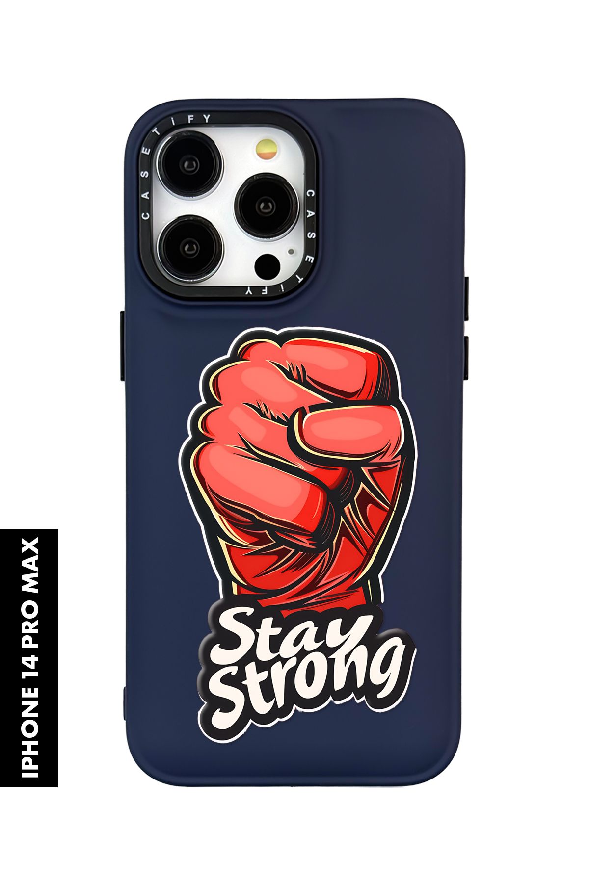 mooodcase iPhone 14 Pro Max Uyumlu Stay Strong Desenli Silikonlu Pillow Kılıf