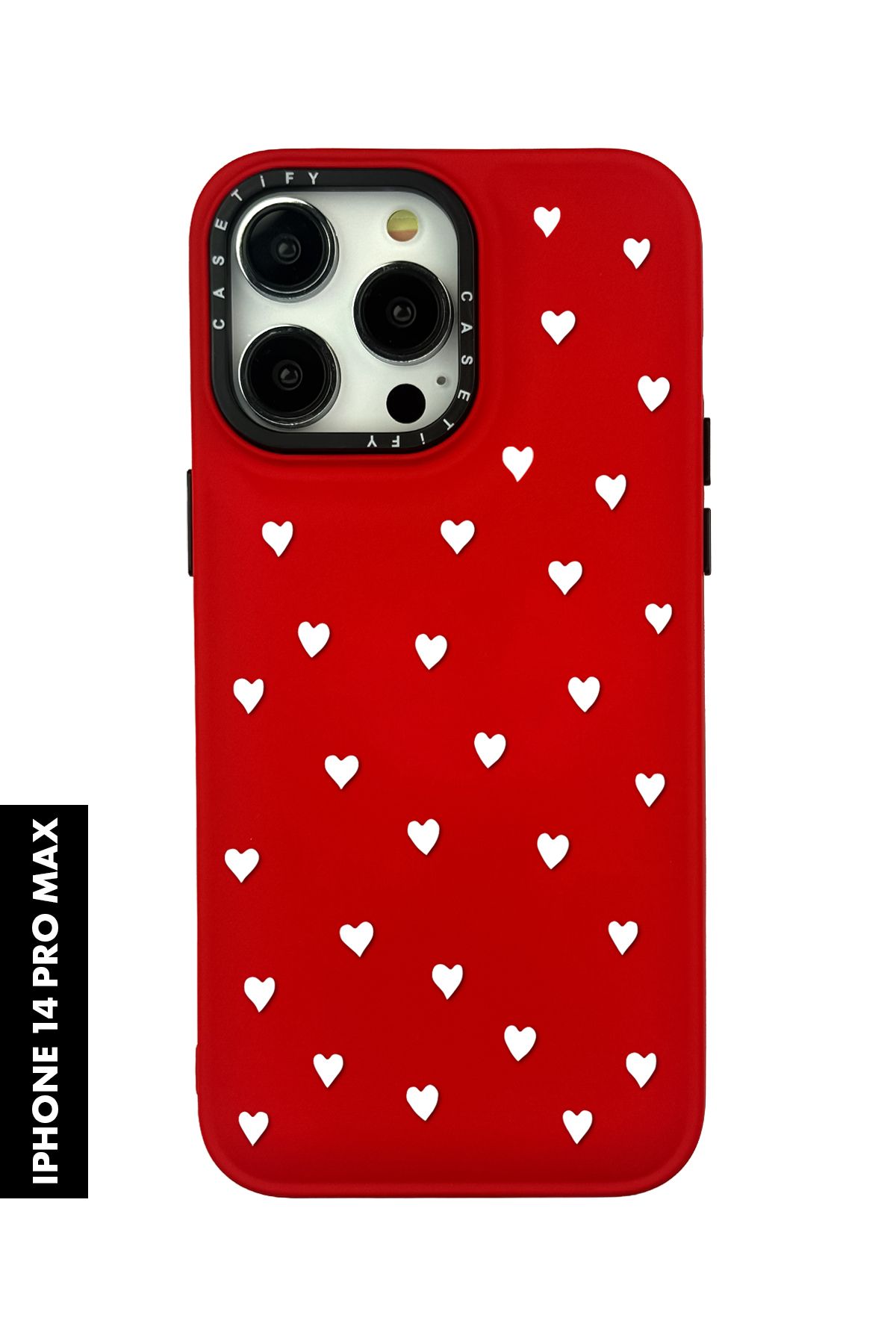 mooodcase iPhone 14 Pro Max Uyumlu Beyaz Kalpler Desenli Silikonlu Pillow Kılıf
