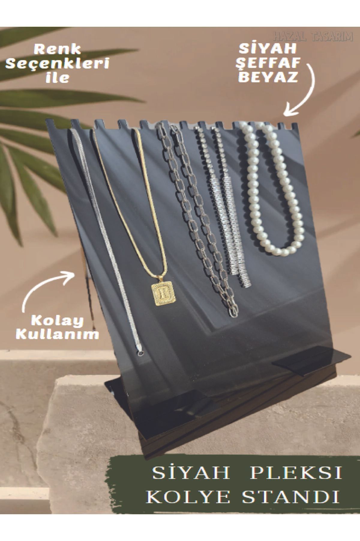 hazal tasarım Siyah Pleksi Büyük Kolye Standı 30 x 20 Mücevher / Takı / Aksesuar Akrilik Pleksi Plastik