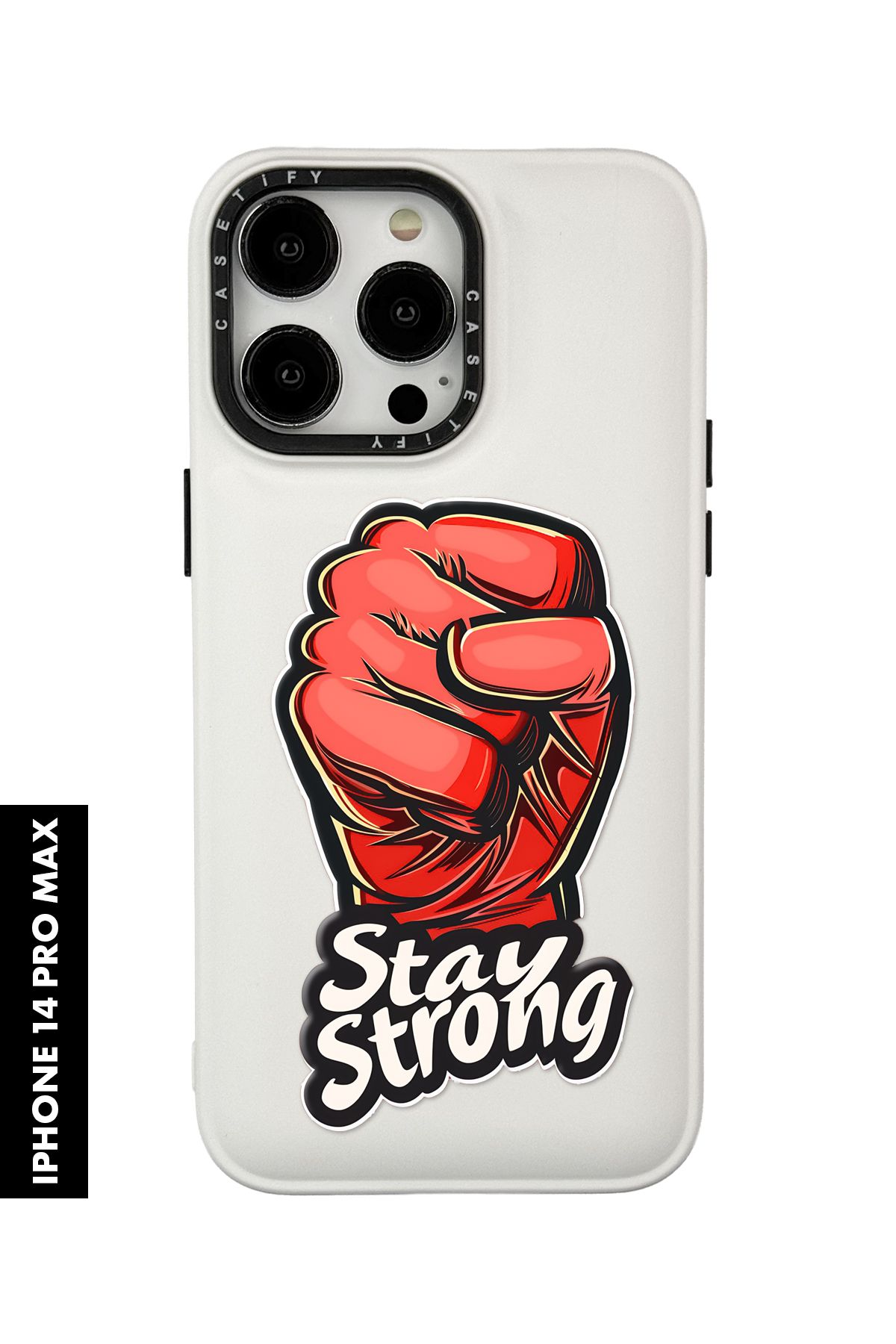 mooodcase iPhone 14 Pro Max Uyumlu Stay Strong Desenli Silikonlu Pillow Kılıf