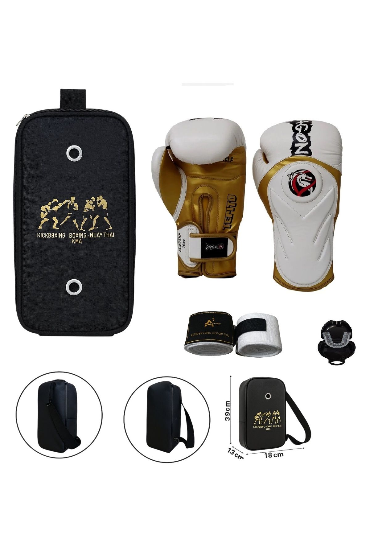 Dragondo Tepito Boks Eldiveni Kick Boks Muay Thai Eldiveni 3'lü Set ve Eldiven Taşıma Çantalı