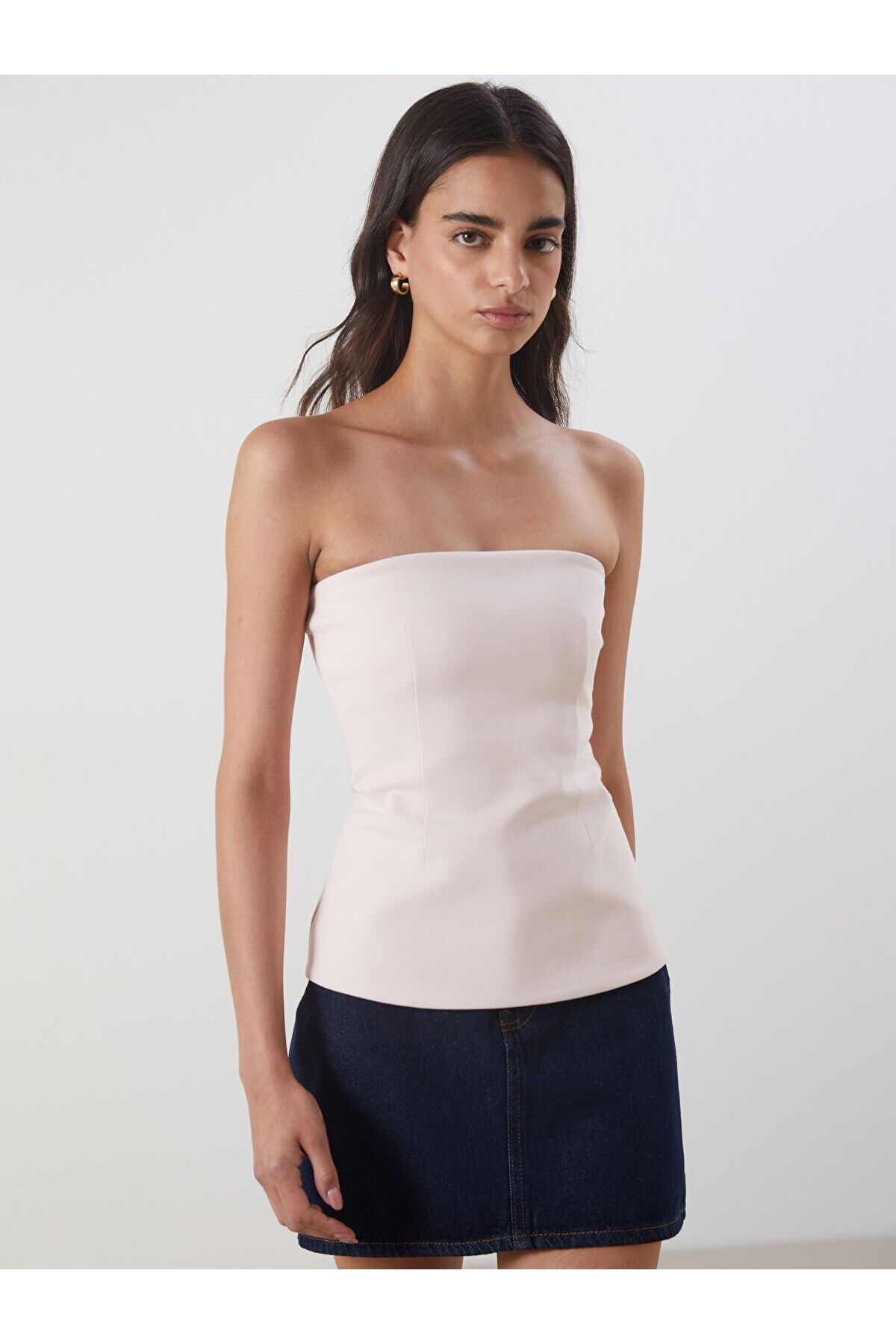 LC Waikiki Straplez Yaka Peplum Bluz