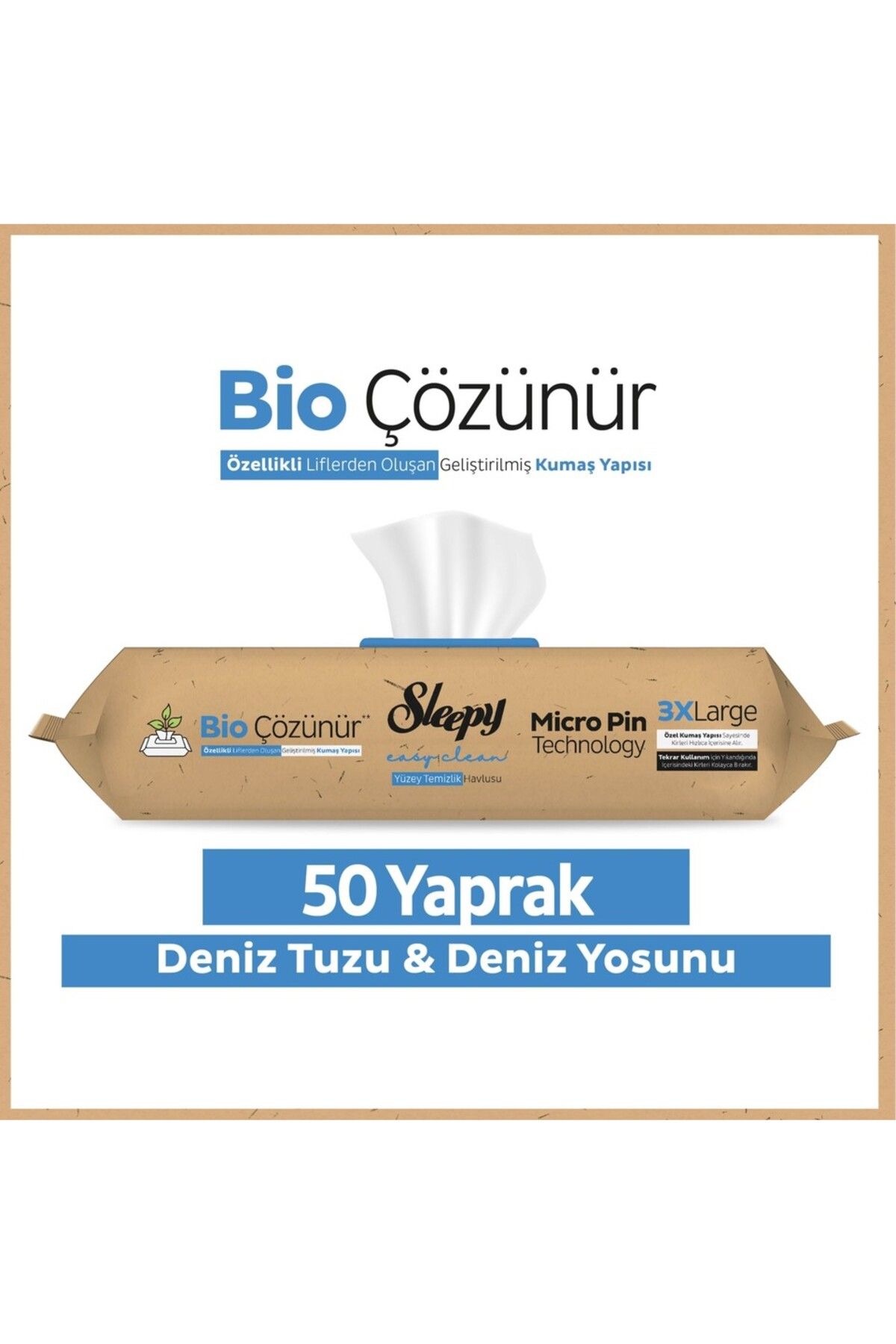 TYYLİ Sleepy Bio Yüzey Temizlik Havlusu 50 Adet Deniz Tuzu Yosun