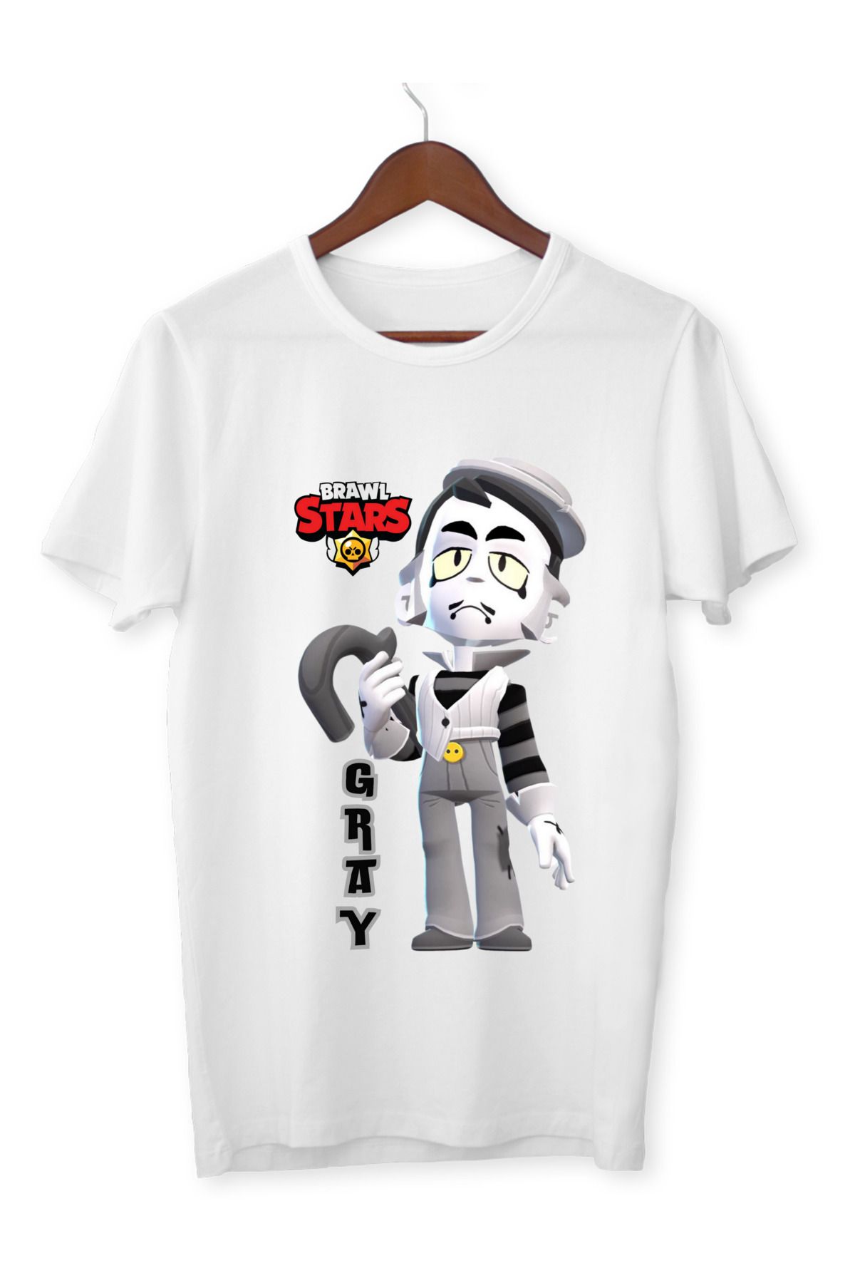 ALPŞAN TİCARET Brawl Stars Gray Çocuk Yetişkin Beyaz T-shirt Brawl Stars Gray Unisex Çocuk Tişört