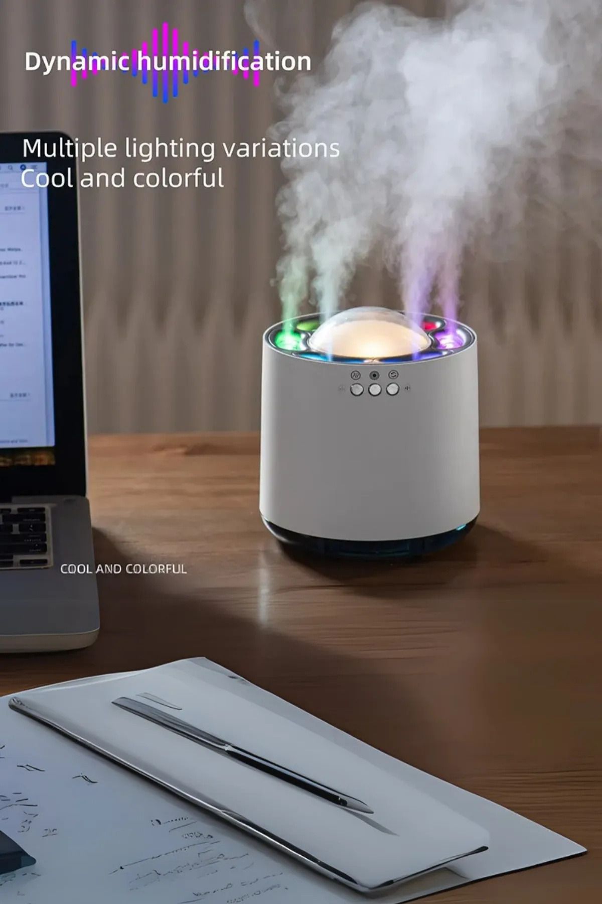 WUNİT Rgb Işık Modlu Sese Duyarlı 6 Ledli 800ml Kapasiteli Hava Nemlendiricisi