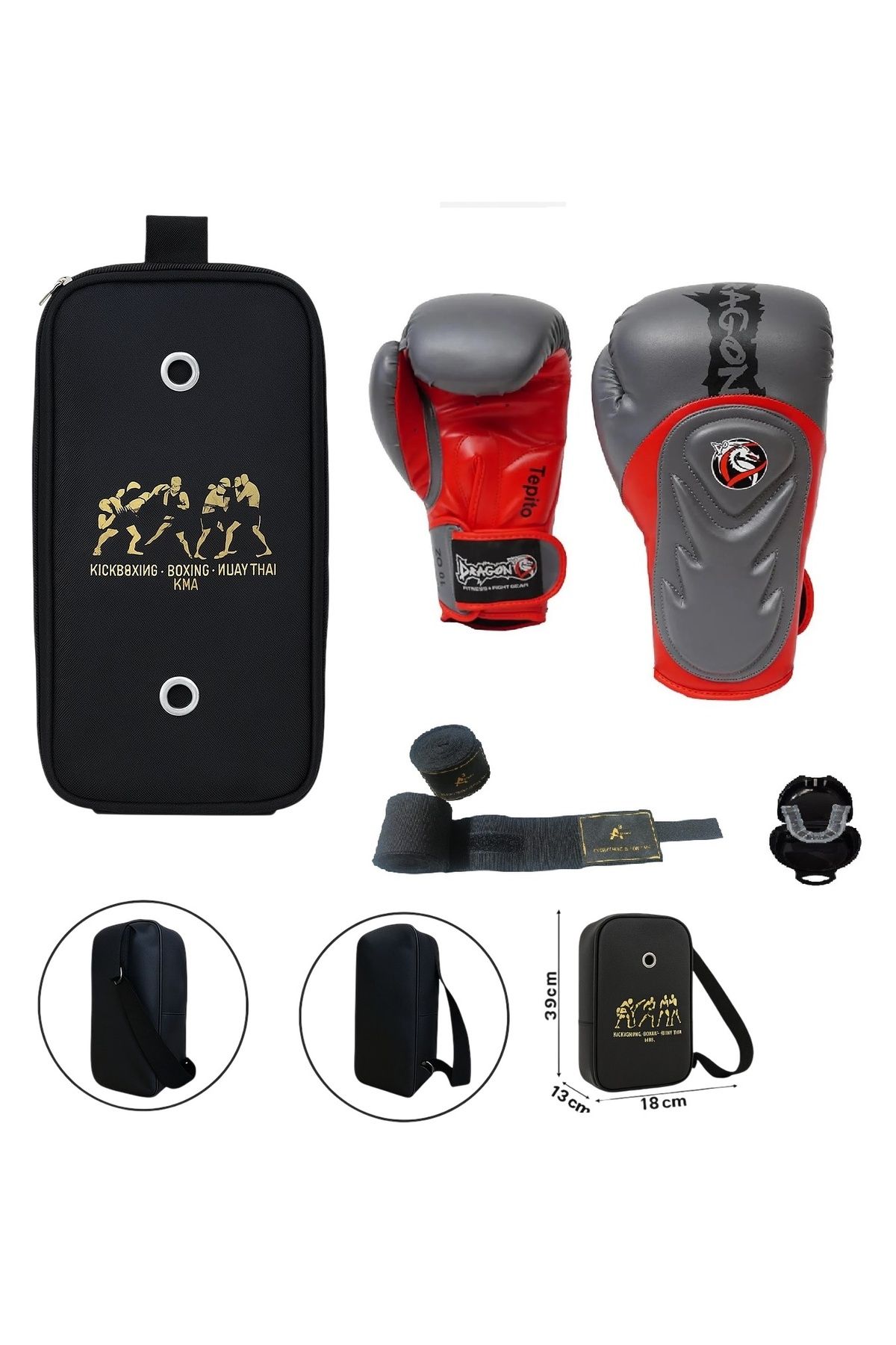 Dragondo Tepito Boks Eldiveni Kick Boks Muay Thai Eldiveni 3'lü Set ve Eldiven Taşıma Çantalı