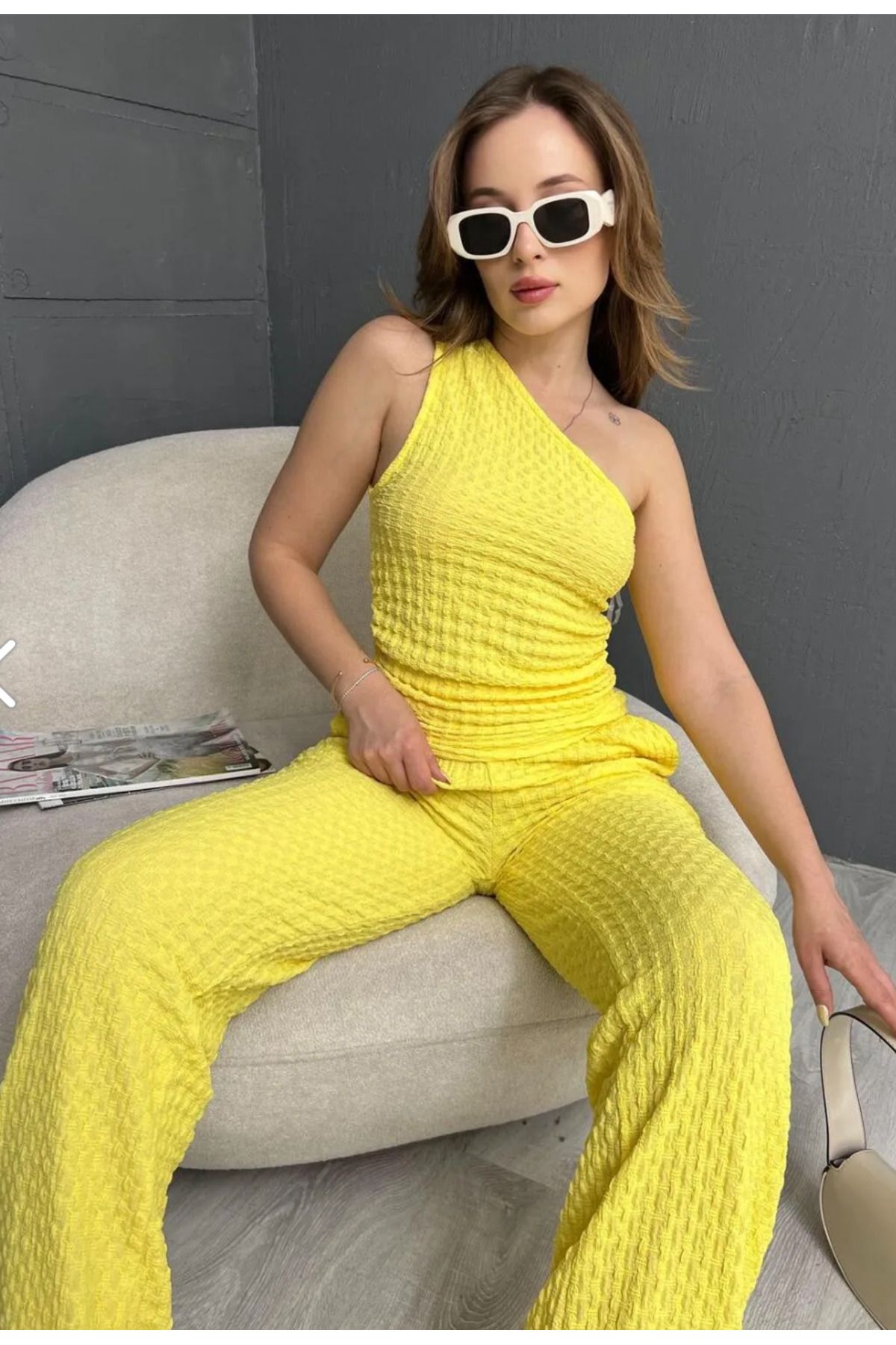 Blissmood gofre kumaş pantolon