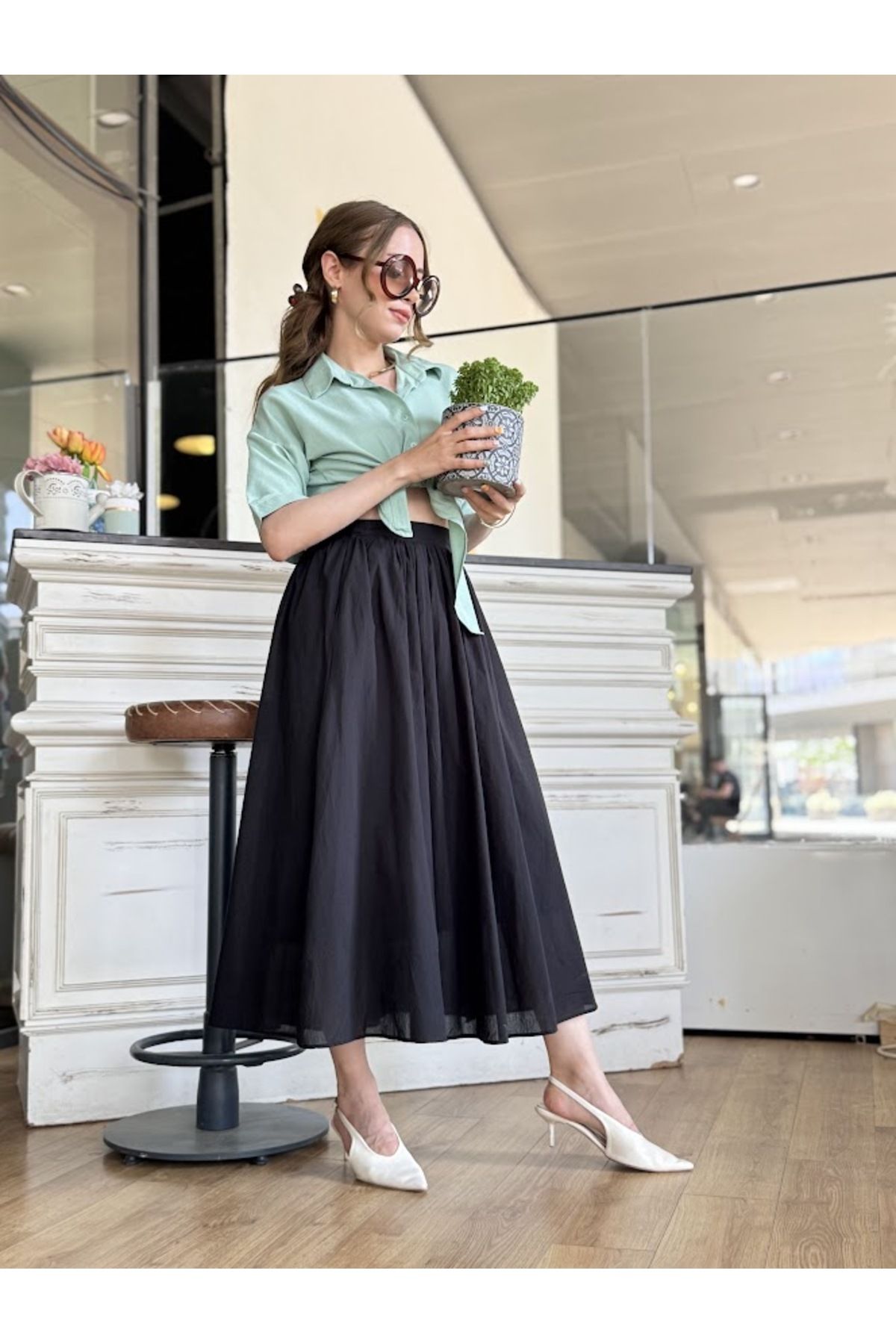 Leila CEP DETAYLI MAXİ BOY ETEK