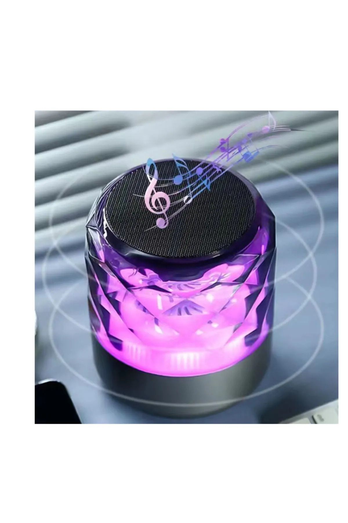 OBRAX Kristal Kablosuz Bt Hoparlör Rgb Led Lamba Aux Fm Tf Tws Mavi Diş Mini Küçük Taşinabilir Kablosuz