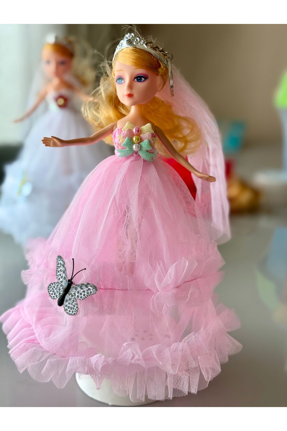 DF ToyShop KURMALI MÜZİKLİ DÖNEN PEMBE PRENSES BEBEK
