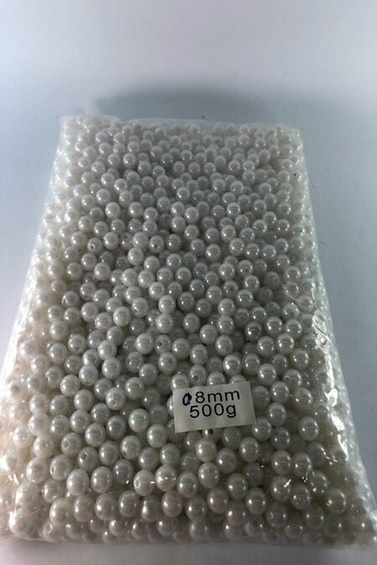 Massaltay Tam İnci Dökme – 8 mm Beyaz Boncuk | 500 Gr Paket