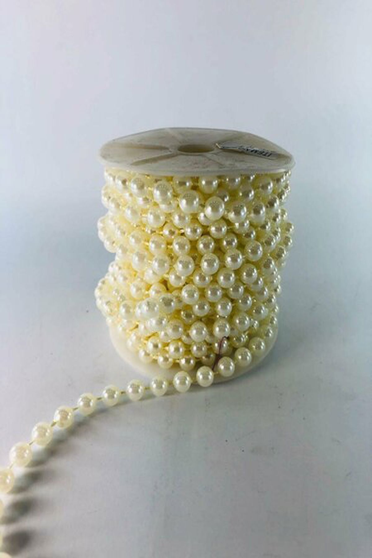Massaltay 2 Metre Sabit İnci Şerit – 8 mm Krem | El İşi ve Süsleme İçin