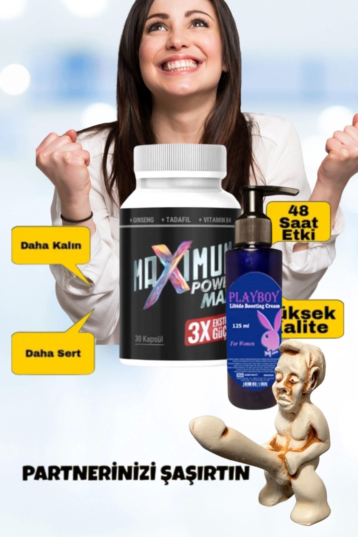 yusuftex Maximum Power Erkek Performansı Arttıran 30'lu Libido Arttırıcı Krem Sertlik Mucize Set