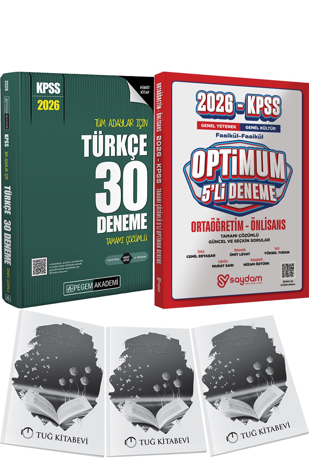 Pegem Akademi Yayıncılık 2026 KPSS Tüm Adaylar İçin Türkçe 30 Deneme Tamamı Çözümlü - Optimum 5 Deneme + Hediye