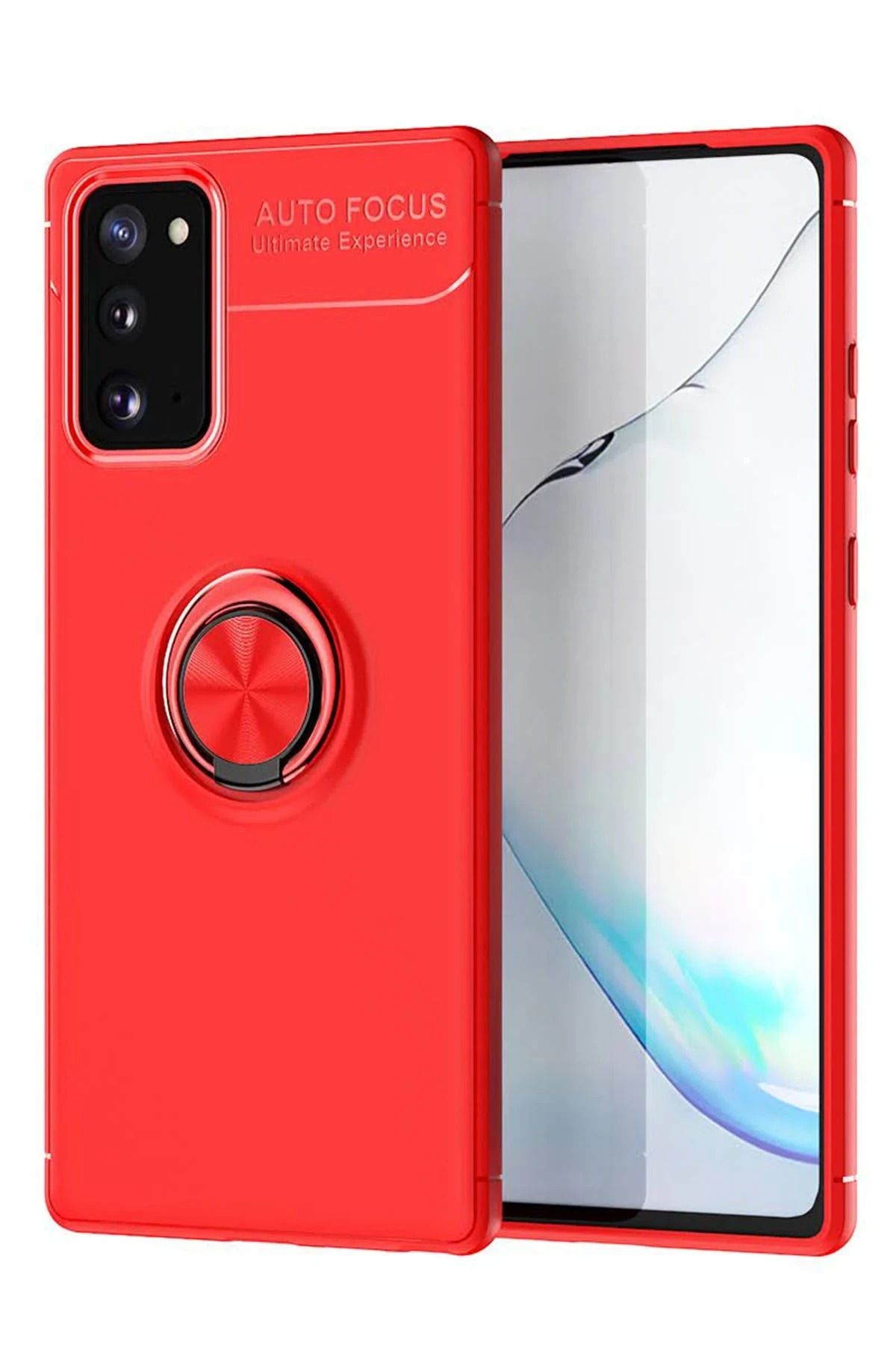 CepteToptan Samsung Galaxy Note 20 Kılıf Range Yüzüklü Silikon - Kırmızı