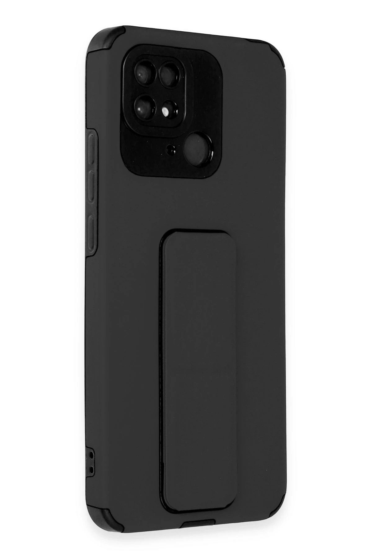 CepteToptan Xiaomi Redmi 10C Kılıf Mega Standlı Silikon - Siyah