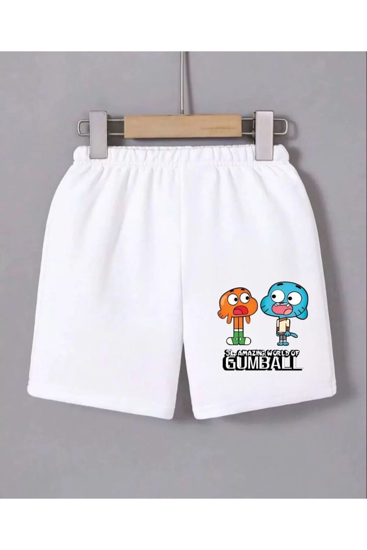 FantaziAtölyesi Kadın Beli Lastikli Baskılı Mini Şort - Beyaz
