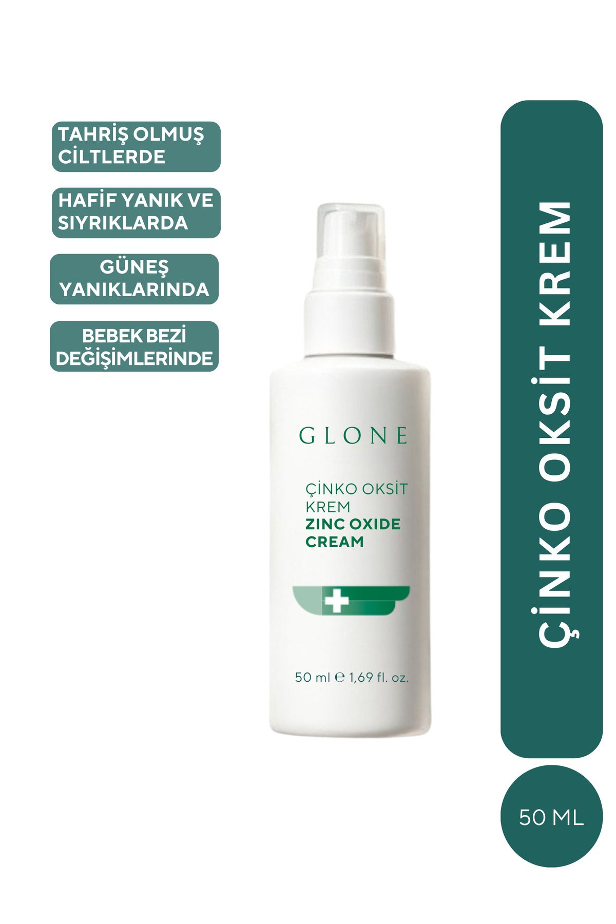 GLONE - Çinko Oksit S.O.S Krem: Hassas Cilt & Pişik Önleyici Panthenol, Lanolin, Allantoin Güçlü Bariyer