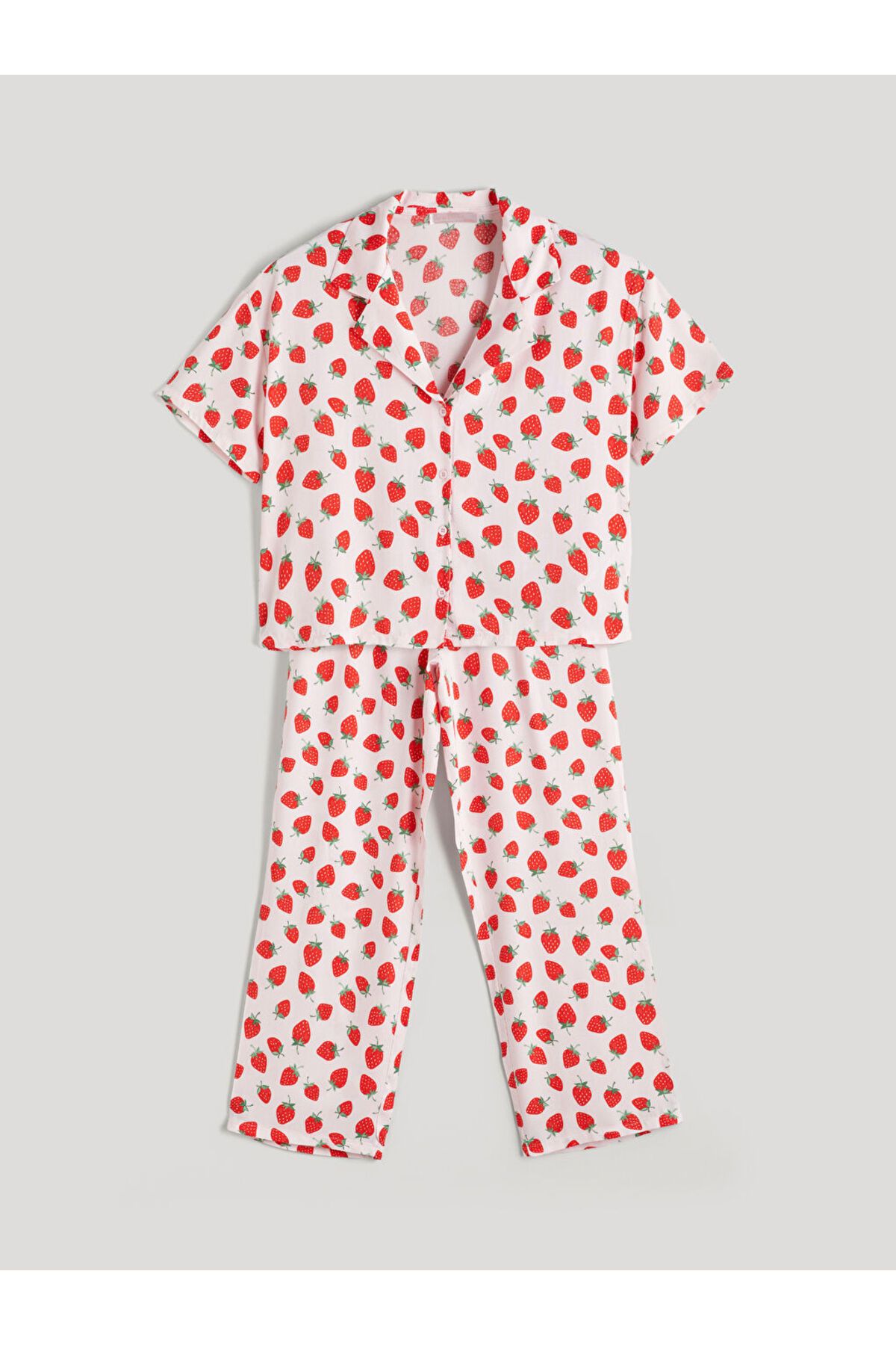 LC Waikiki Gömlek Yaka Baskılı Kadın Pijama Takımı