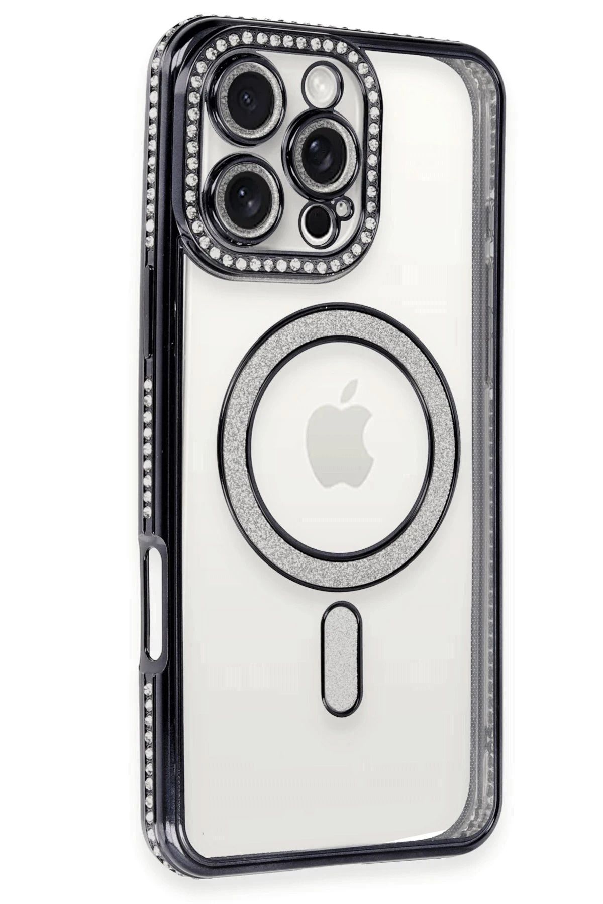 CepteToptan iPhone 16 Pro Kılıf Joke Simli Magneticsafe Kılıf - Siyah
