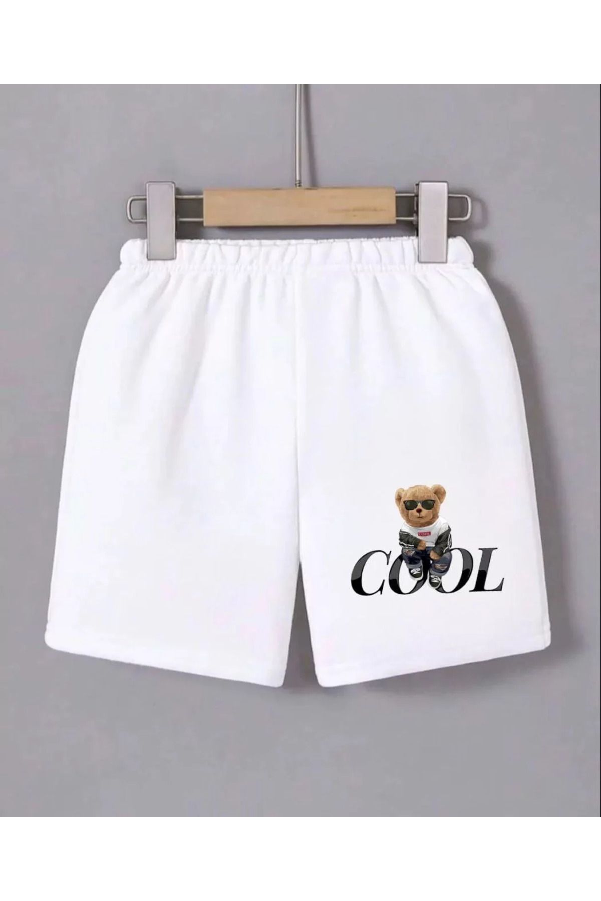 FantaziAtölyesi Kadın Beli Lastikli Baskılı Mini Şort - Beyaz