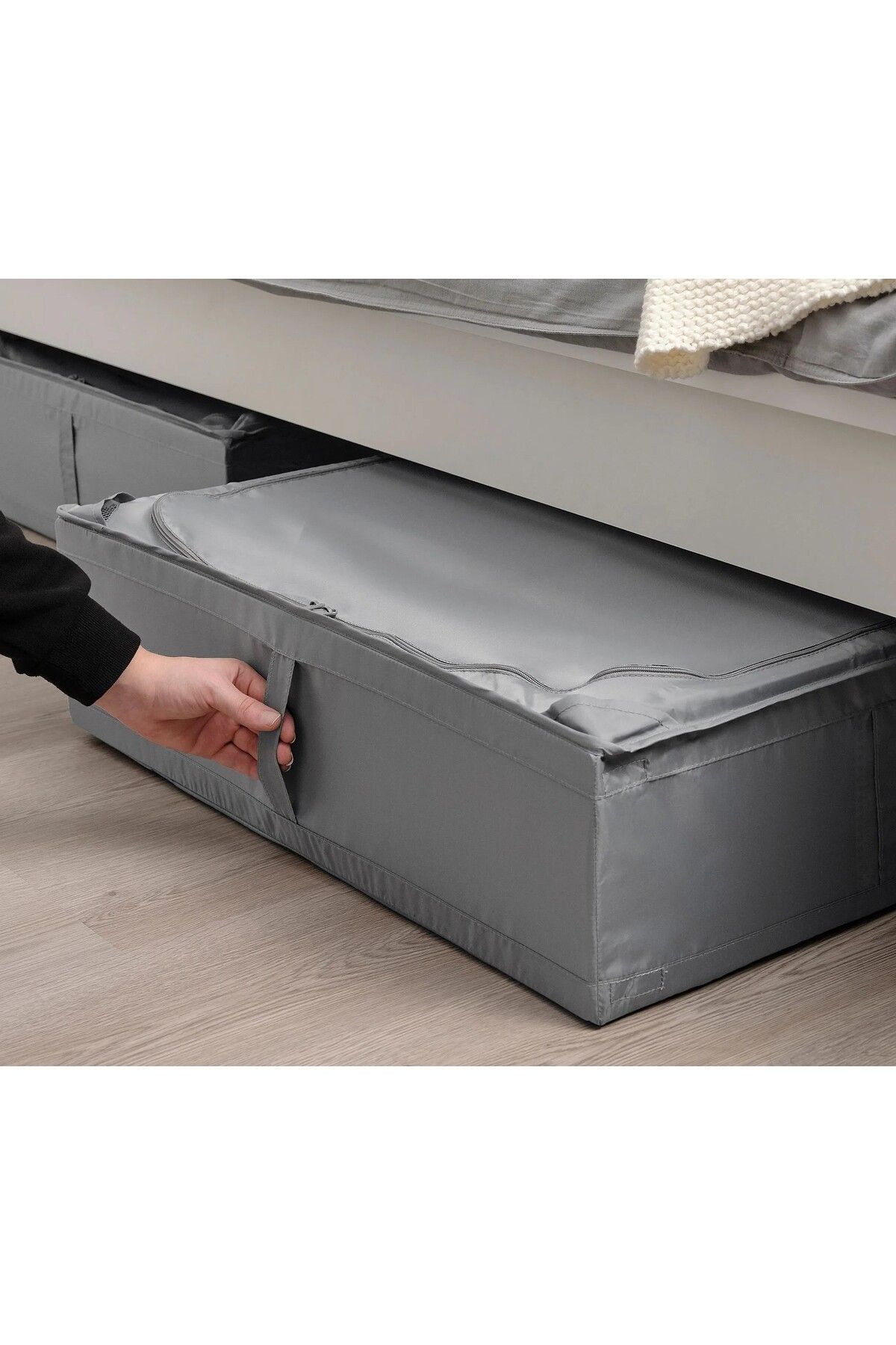 IKEA QUALİTY Fermuarlı Düzenleme Kutusu 63x53x19 Cm İkea Saklama Kutusu Polyester Hurç Koyu Gri
