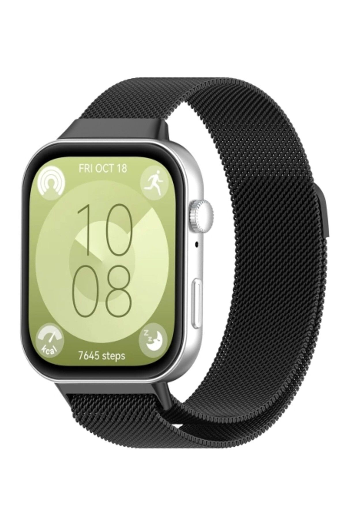 corcishop Huawei Watch Fit 3/4/4 Pro Uyumlu Hasır Metal Örgü Işlemeli Mıknatıslı Kordon Kayış