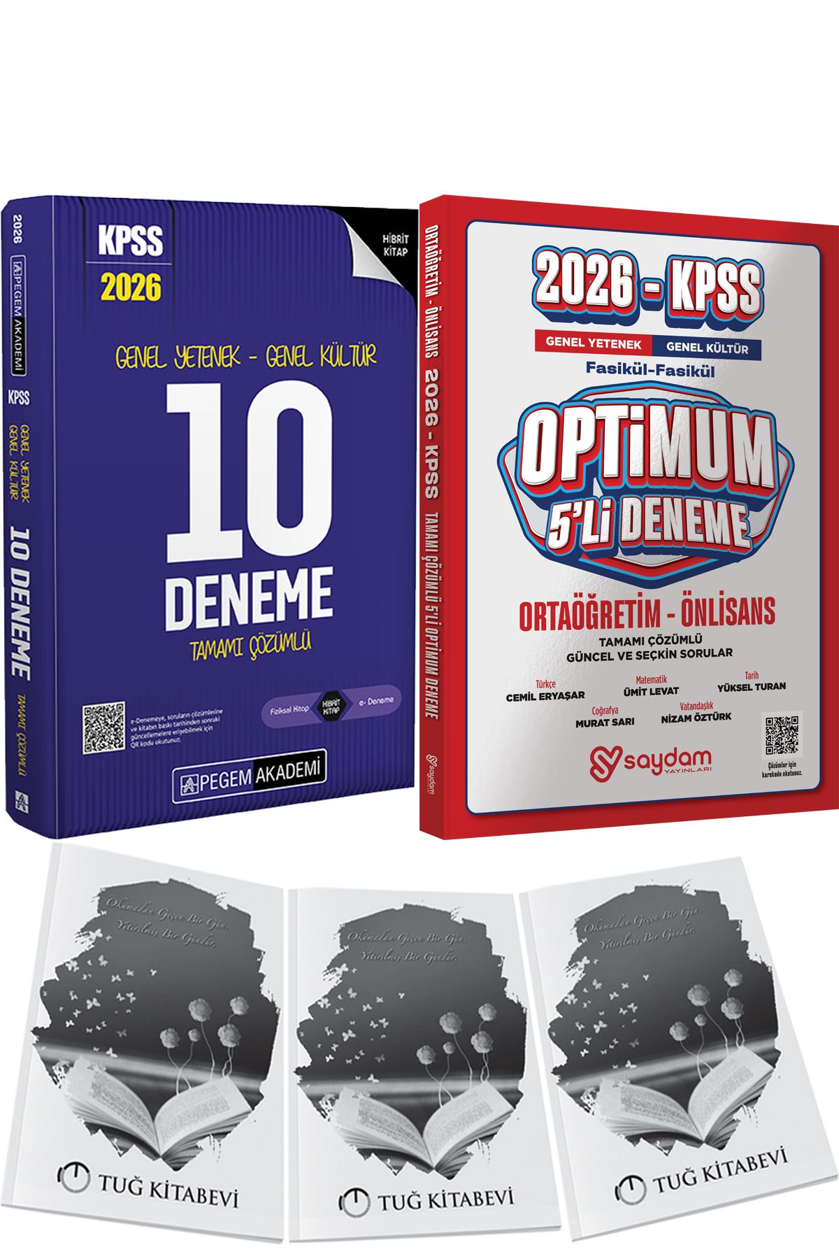 Pegem Akademi Yayıncılık 2026 KPSS Genel Yetenek Genel Kültür Tamamı Çözümlü 10 Deneme - Optimum 5 Deneme + Hediye