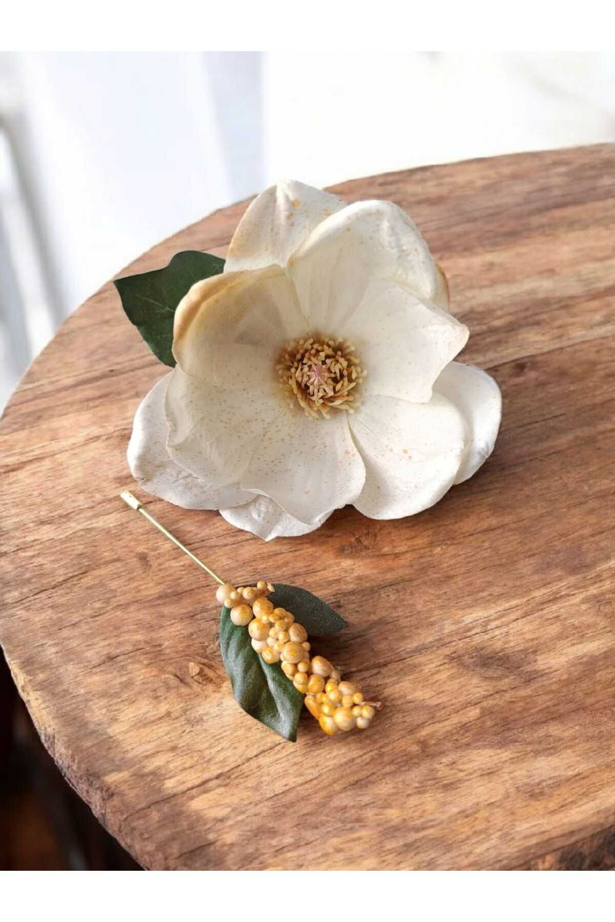 Bloomflorart Büyük Manolya Çiçek Saç Tokası
