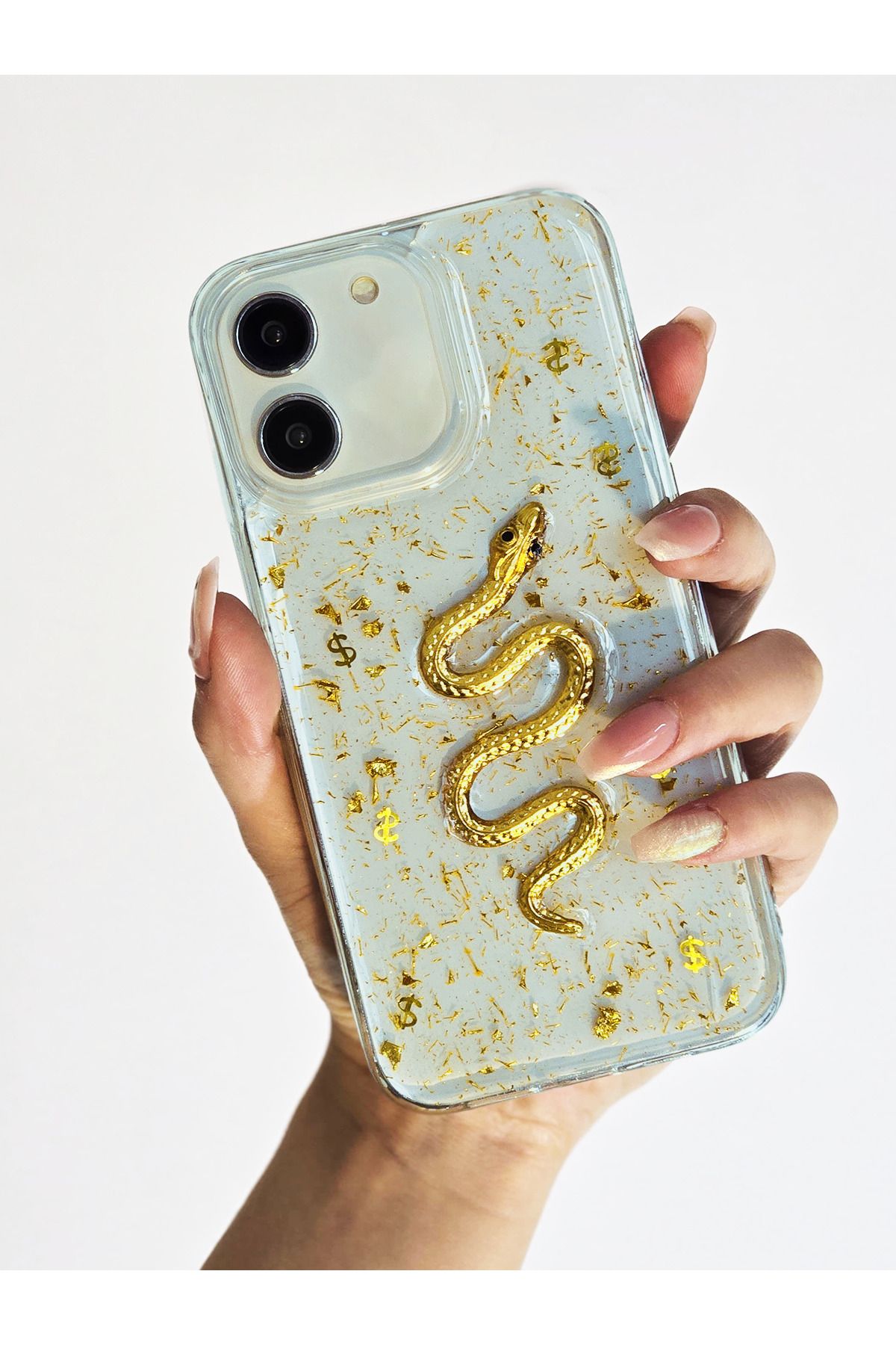 OSG iPhone 11 Uyumlu Çift Katman 3d Yılan Desenli Şeffaf Ve Darbe Emici Yapılı Koruyucu Telefon Kılıfı