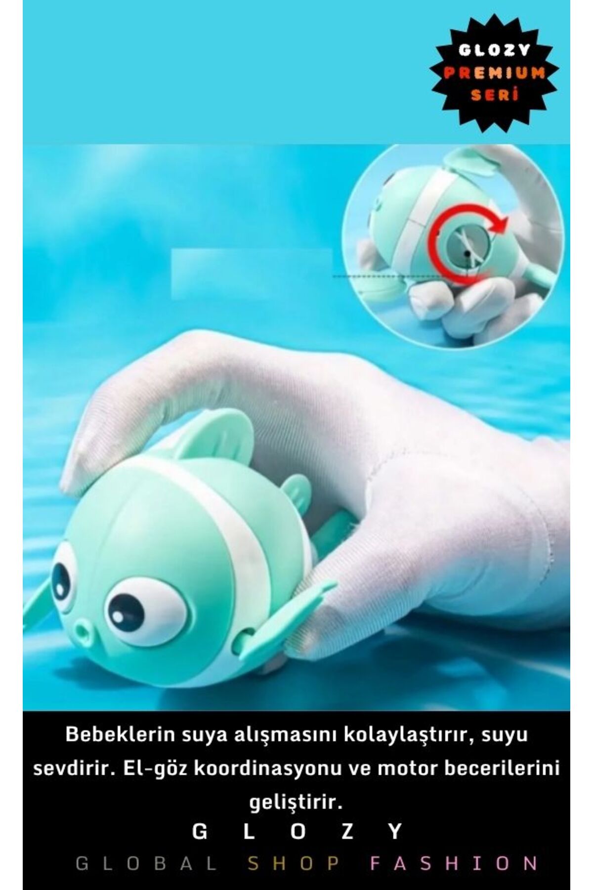 GLOZY Özel Üretim Eğlenceli Kurmalı Yüzen Balık Bebekler İçin Renkli Su Oyuncağı fotoğrafı 3 (önizleme)
