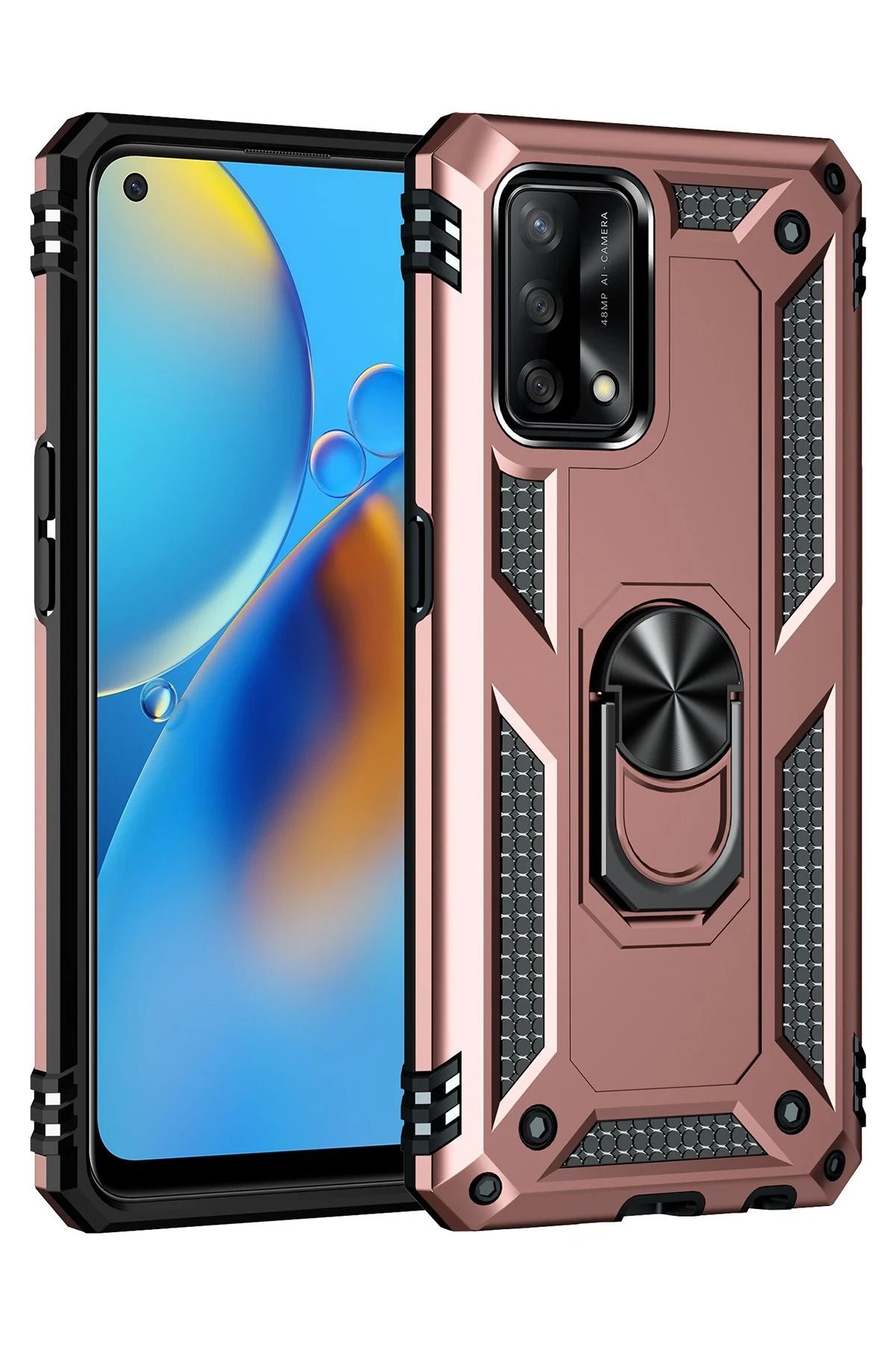 CepteToptan Oppo A74 4G Kılıf Sofya Yüzüklü Silikon Kapak - Rose