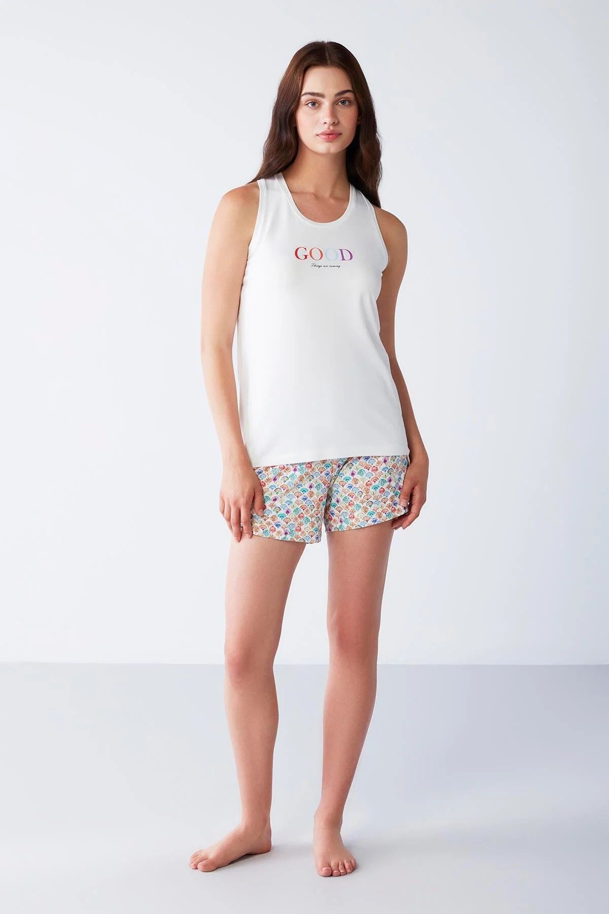 DREAM FASHION Yumuşak Dokulu Renkli Şort Pijama Takım
