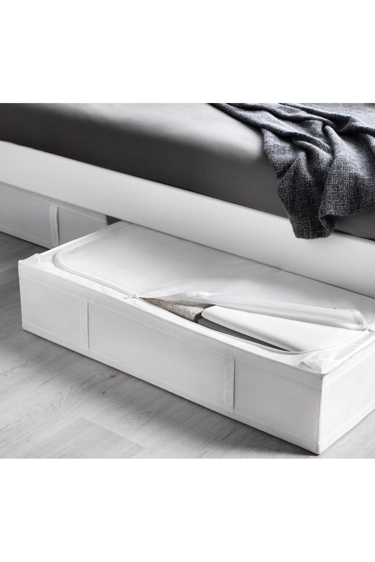 IKEA QUALİTY Fermuarlı Düzenleme Kutusu 90x53x19 Cm İkea Saklama Kutusu Polyester Hurç Beyaz Renk