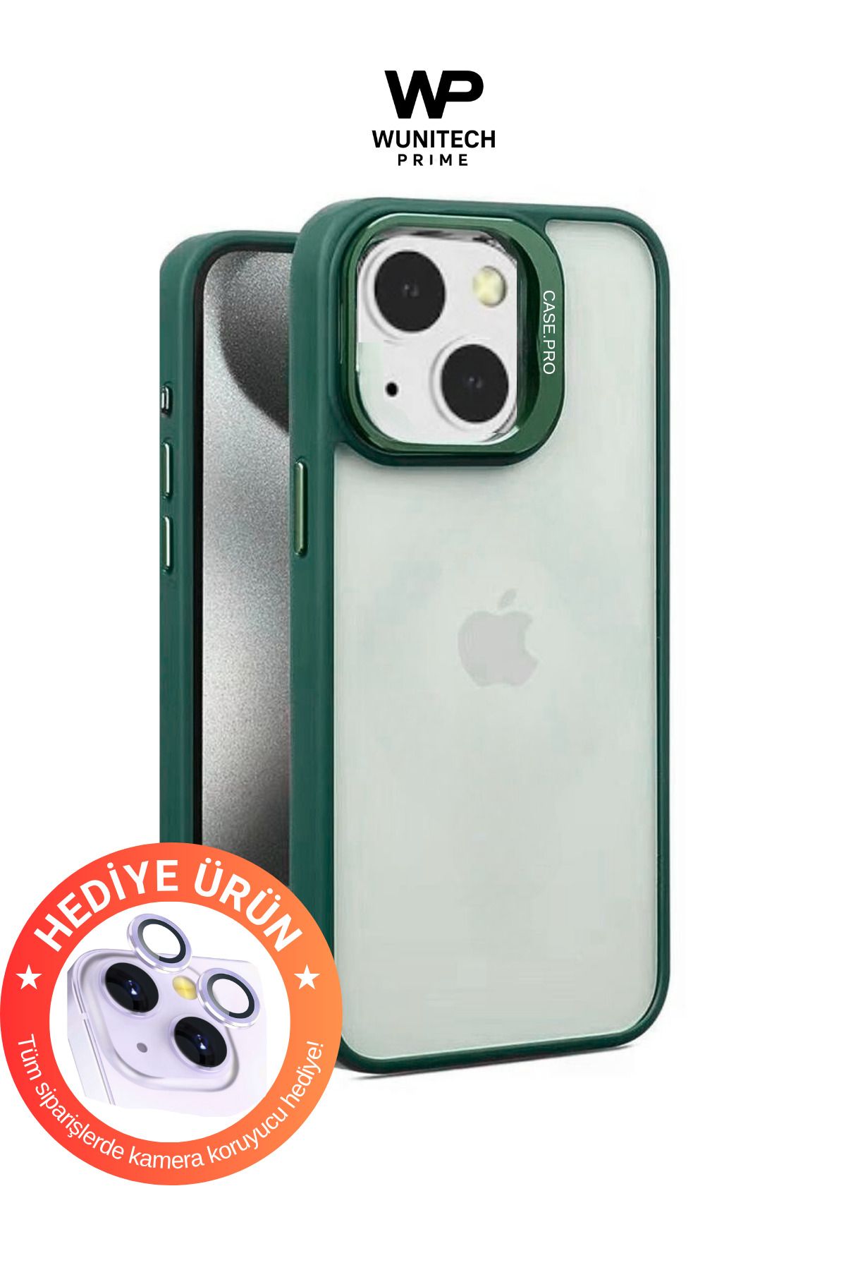 WUNİT Iphone 15 Uyumlu Kenarları Renkli Koruyucu Hediyeli Kılıf