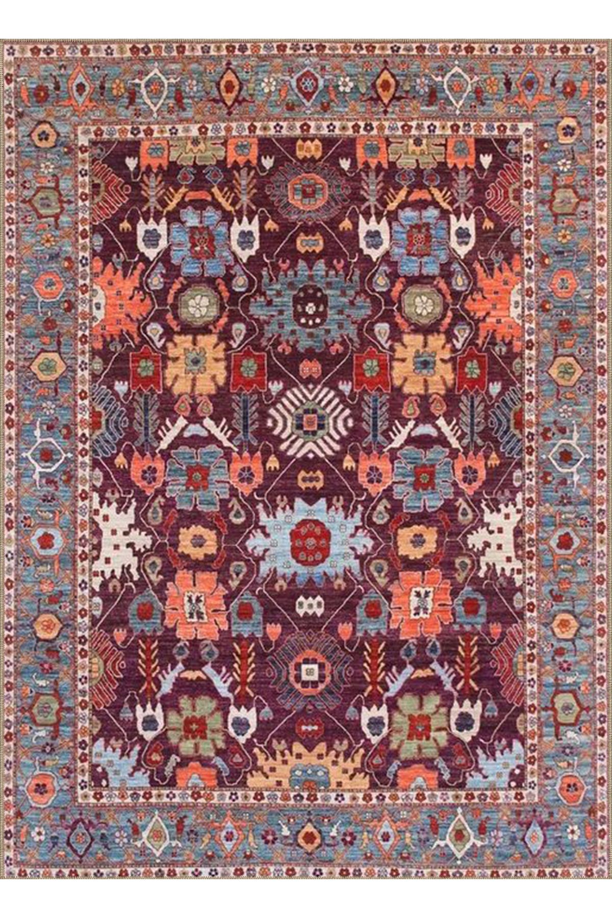 Rugs Modern Halı Leyla Koleksiyonu Çok Renkli Geleneksel Desenli Dokuma Taban Modern Dekoratif Halı leyla85