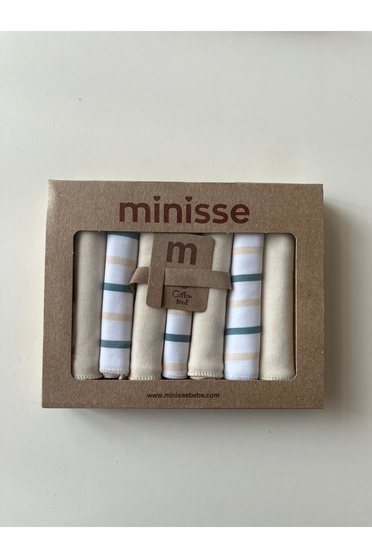 Minisse %100 Pamuk Yenidoğan Bebek Penye 7'li Ağız Mendili Set