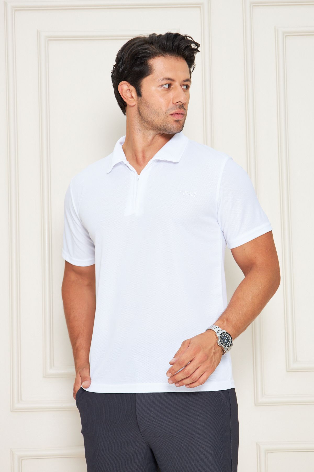 RAKİP Erkek Polo Yaka Rahat Hava Alabilen Kumaş Slim Fit Kesim Polyester Rakip