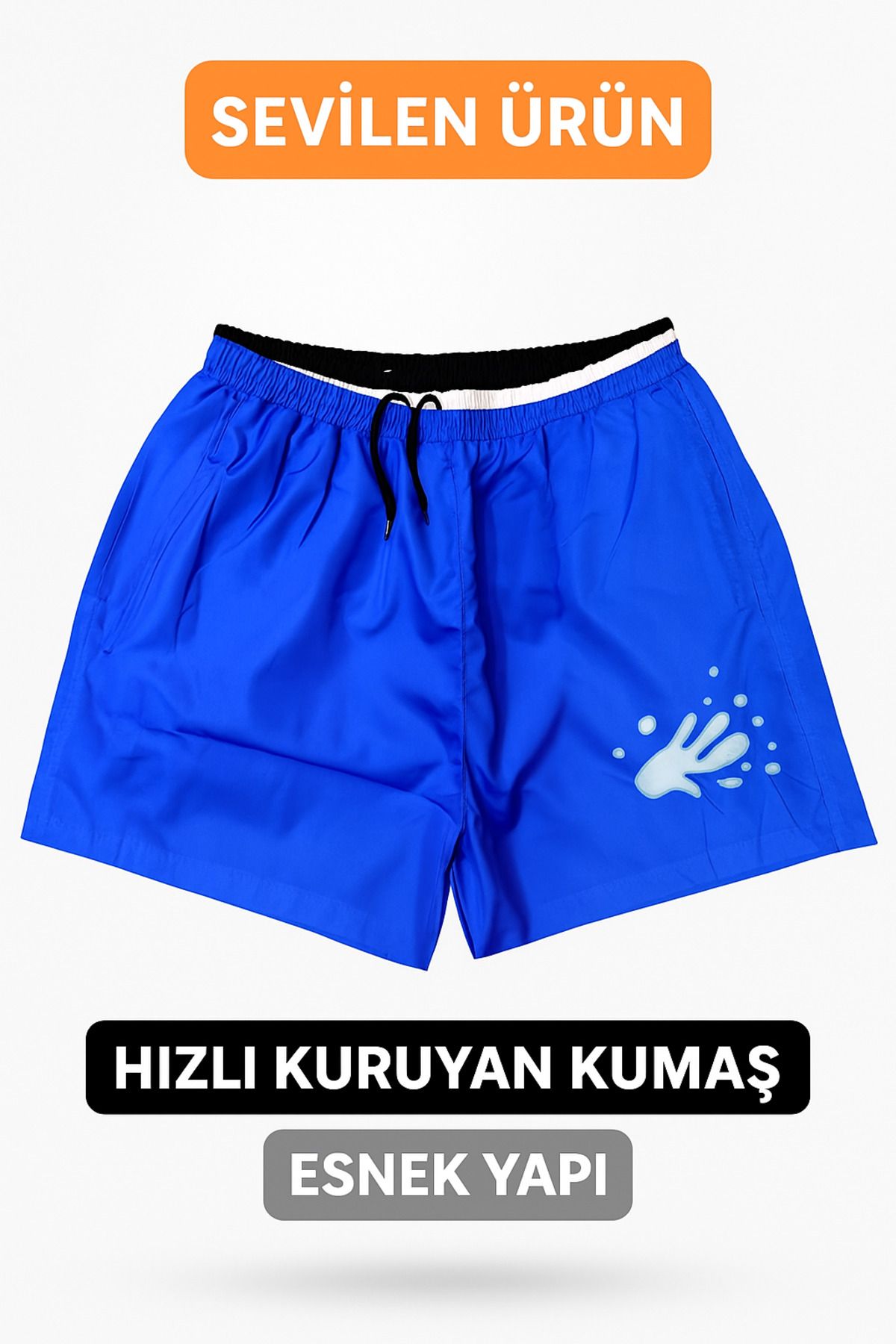 LC Waikiki Regular Fit Kısa Boy Cepli File Astarlı Beli Bağcıklı Düz Hafif Kumaş Deniz Şortu