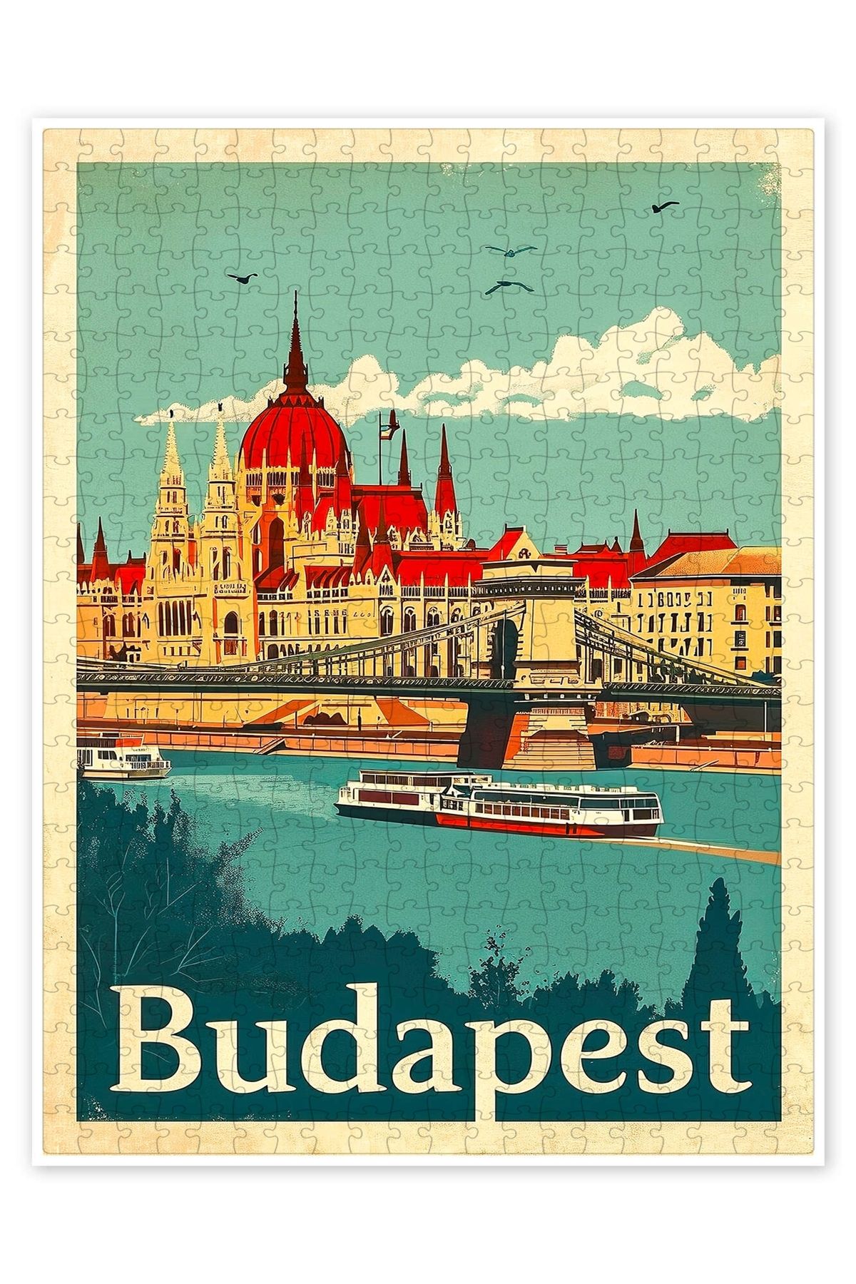 Jeronkarji Budapeşte Seyahat Sanat 500 Parça Puzzle Yapboz Şehir Manzara Temalı Hobilik