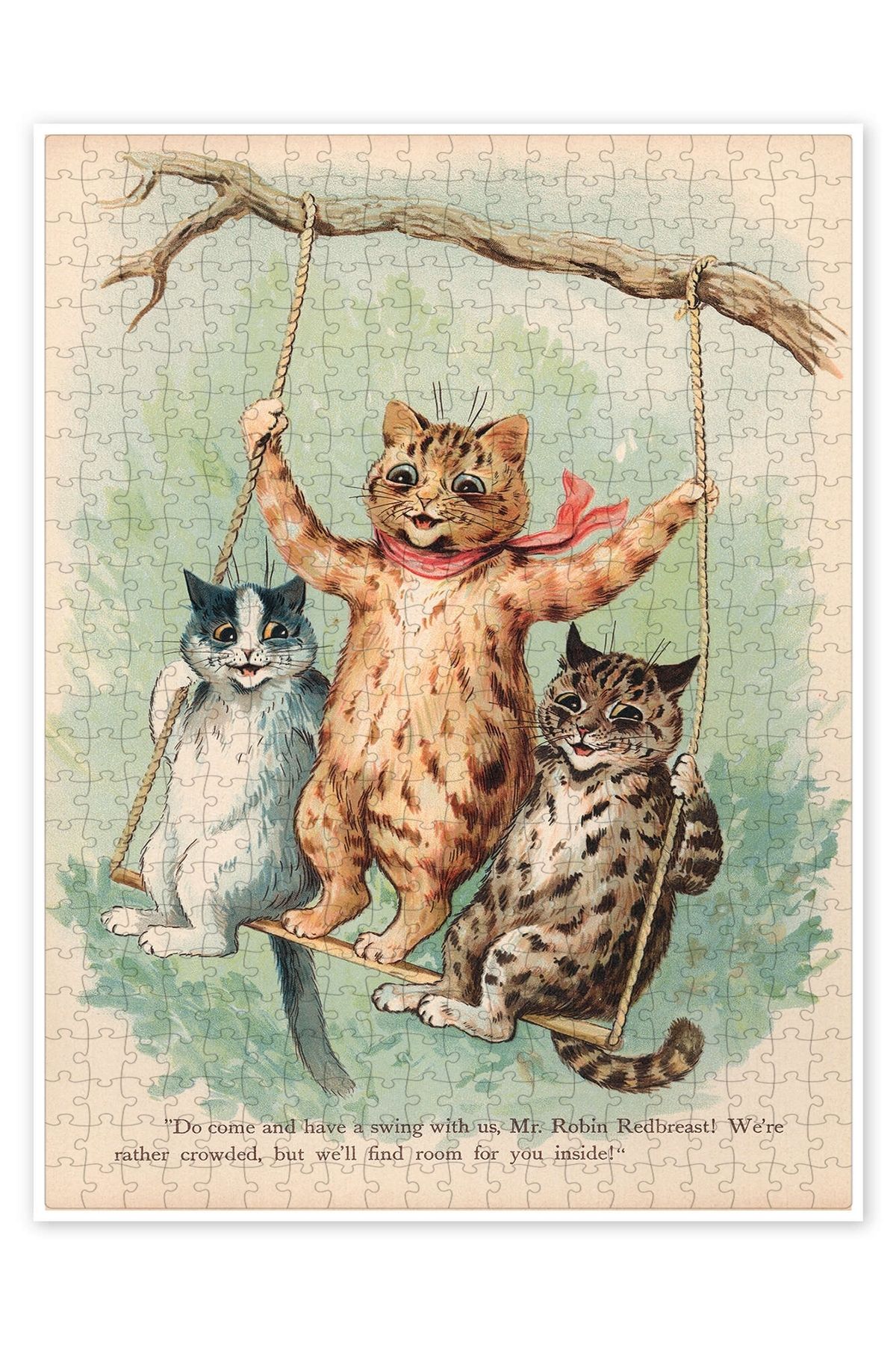 Jeronkarji Salıncakta kediler 500 Parça Puzzle Yapboz Kedi Köpek Temalı Doğa ve Orman Hayvanları
