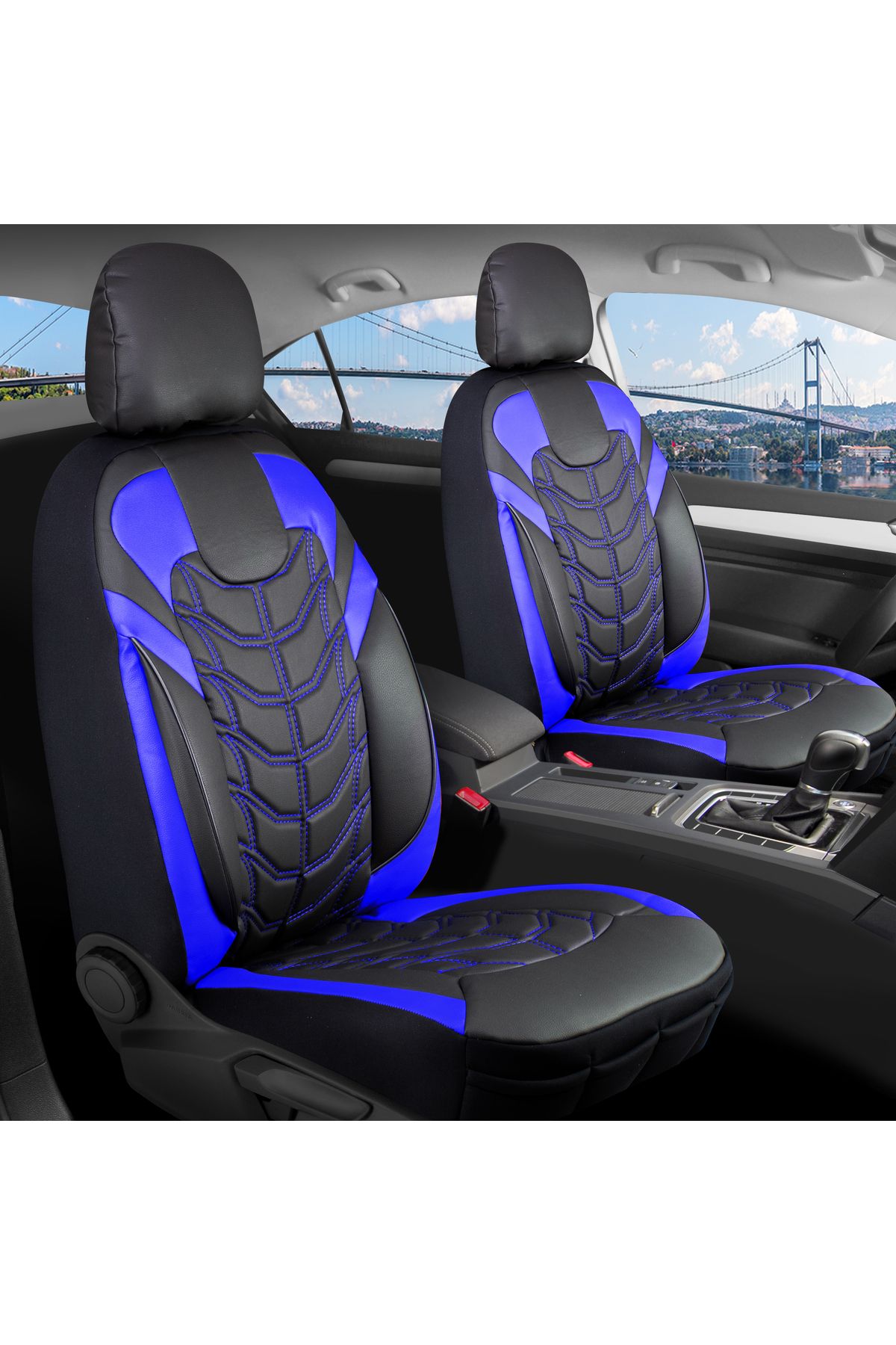 autogoodstore Honda Legend Uyumlu Lüx Deri Oto Koltuk Kılıfı Ön Arka Takım SILVER SİYAH MAVİ