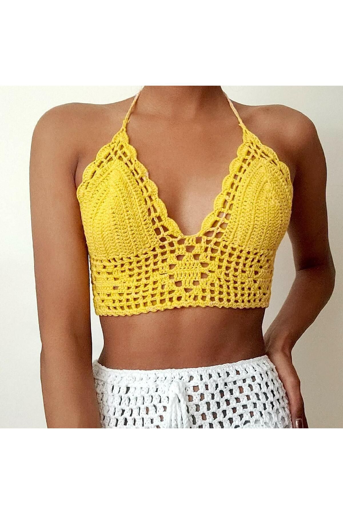 Celoire Örgü büstiyer crop top
