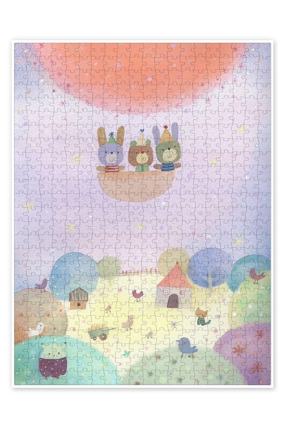 Jeronkarji Balon Turu 500 Parça Puzzle Yapboz Çocuklar için Neşeli Hayvan Temalı