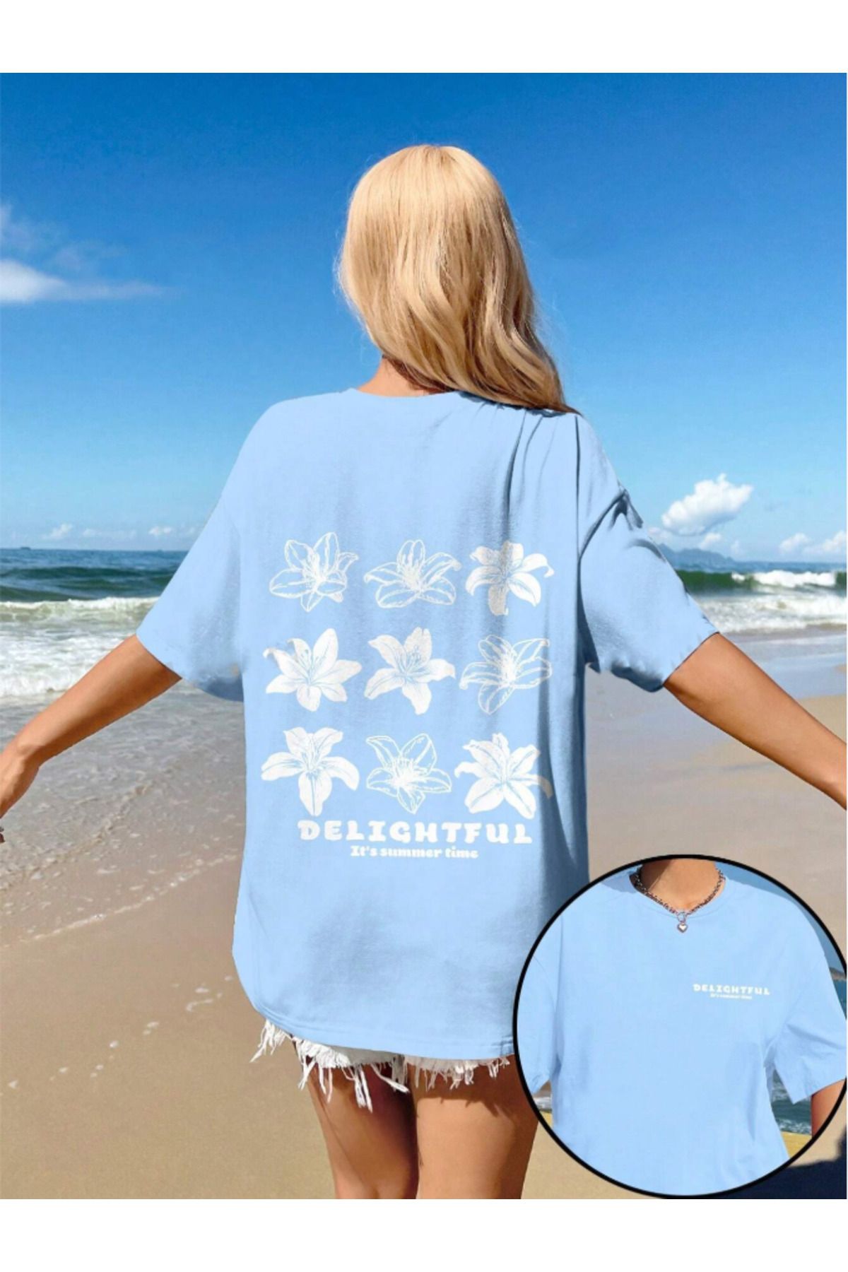 COHERENT Unisex Erkek/Kadın DELIG Özel Baskılı Oversize Pamuklu T-Shirt